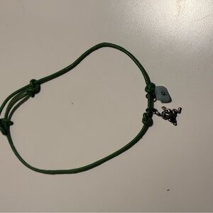Friendship Green Cord Bracelet with Silver Frog Charm
